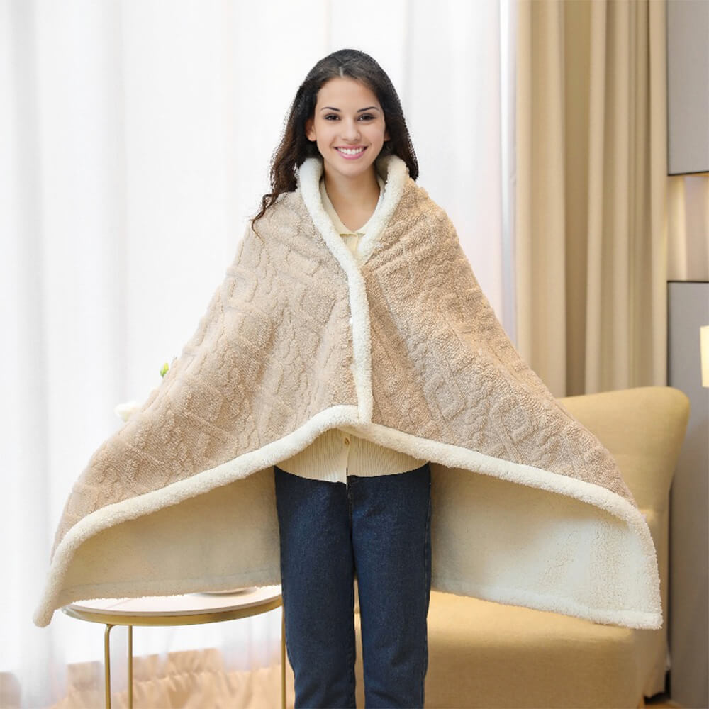 Fluffy Cozy Sherpa Fleece Multi-Purpose Nap Shawl Throw Blanket