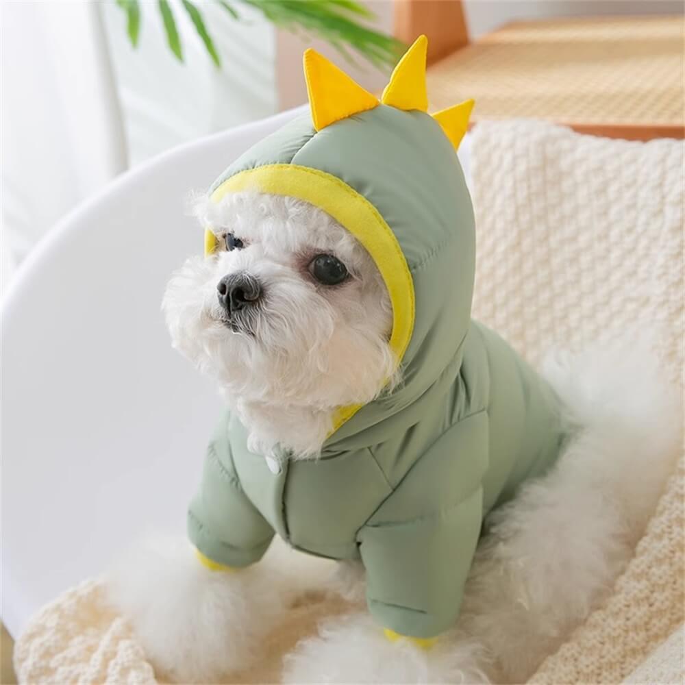 Dinosaur Hooded Dog Jacket – Fun and Cozy Winter Wear