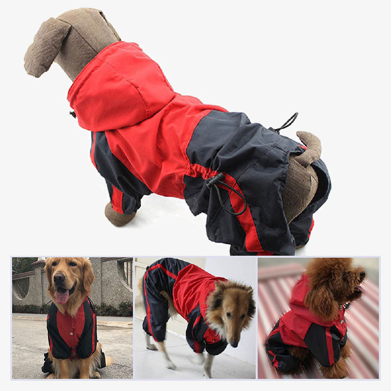 Oxford Fabric Waterproof Dog Full-Cover Raincoat with Legs and Hood