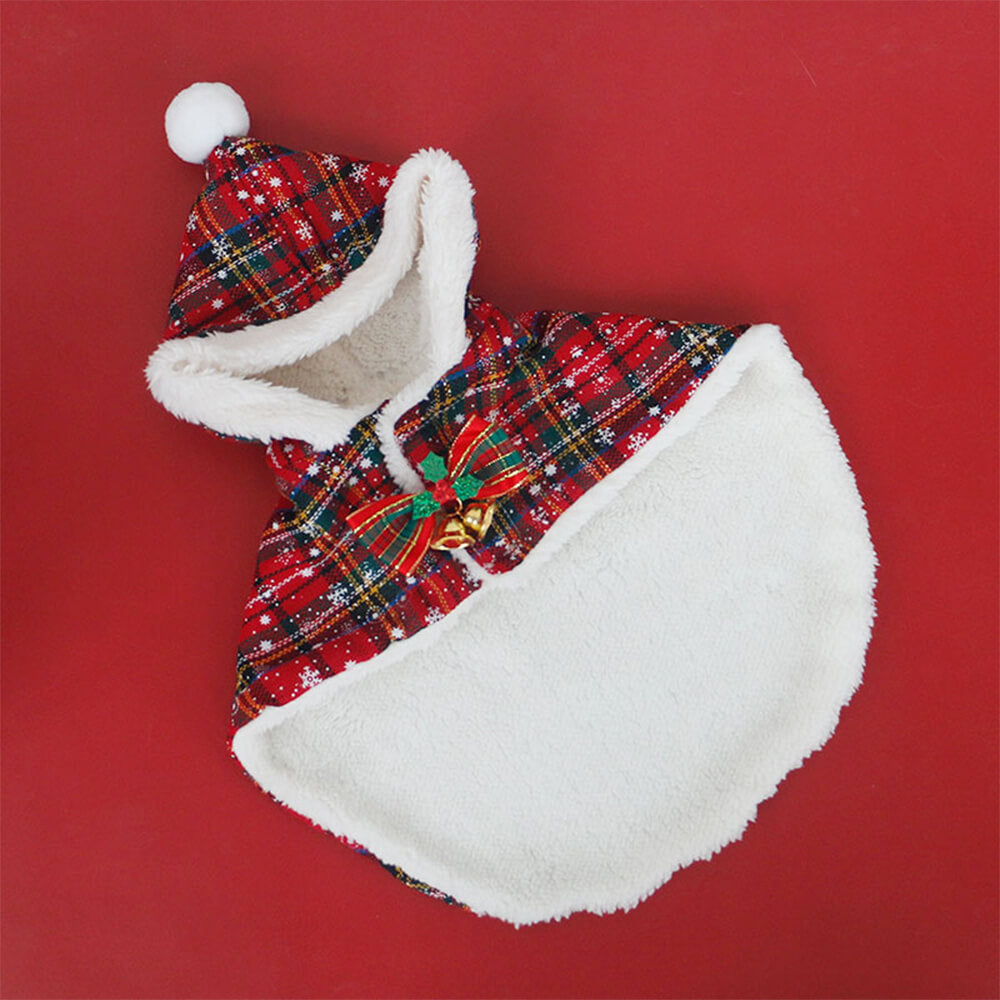 Poncho châle à capuche pour chien et chat, chaud et chic de Noël