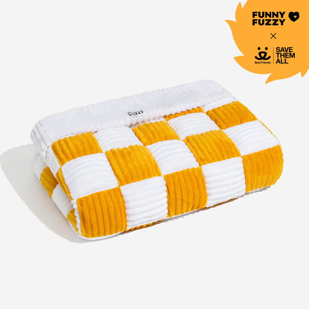 Cream Square Plaid Cozy Dog Mat Furniture Protector Cover