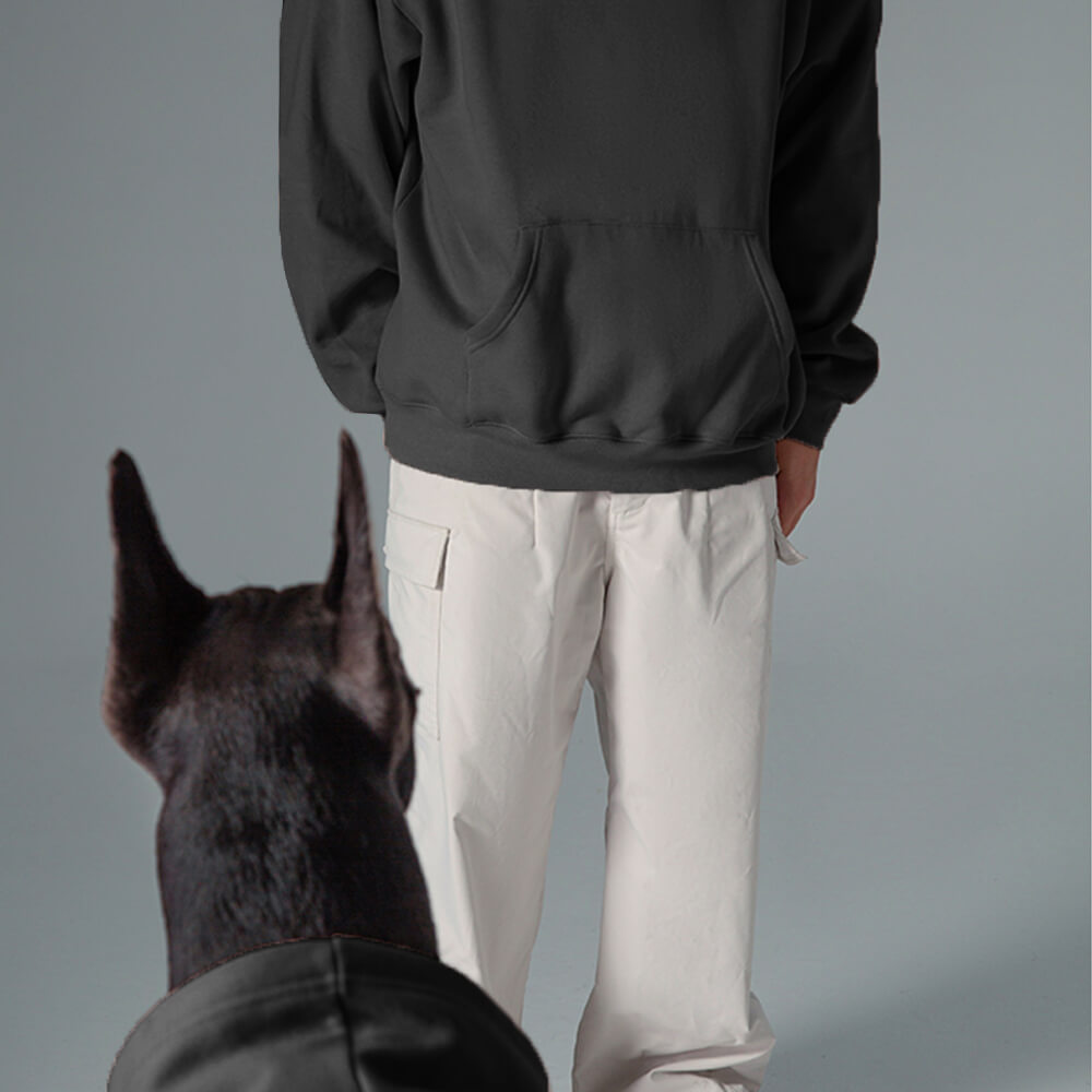 Solid Color Hooded Pullover Sweatshirt for Matching Dog and Owner