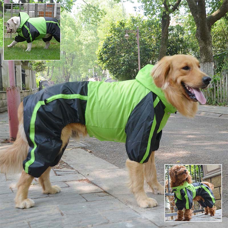 Oxford Fabric Waterproof Dog Full-Cover Raincoat with Legs and Hood