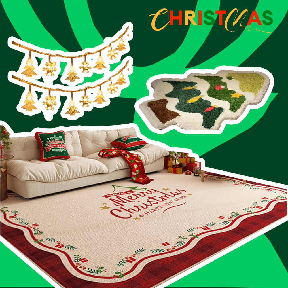 Christmas Home Rug - Gift Bundle 3pcs