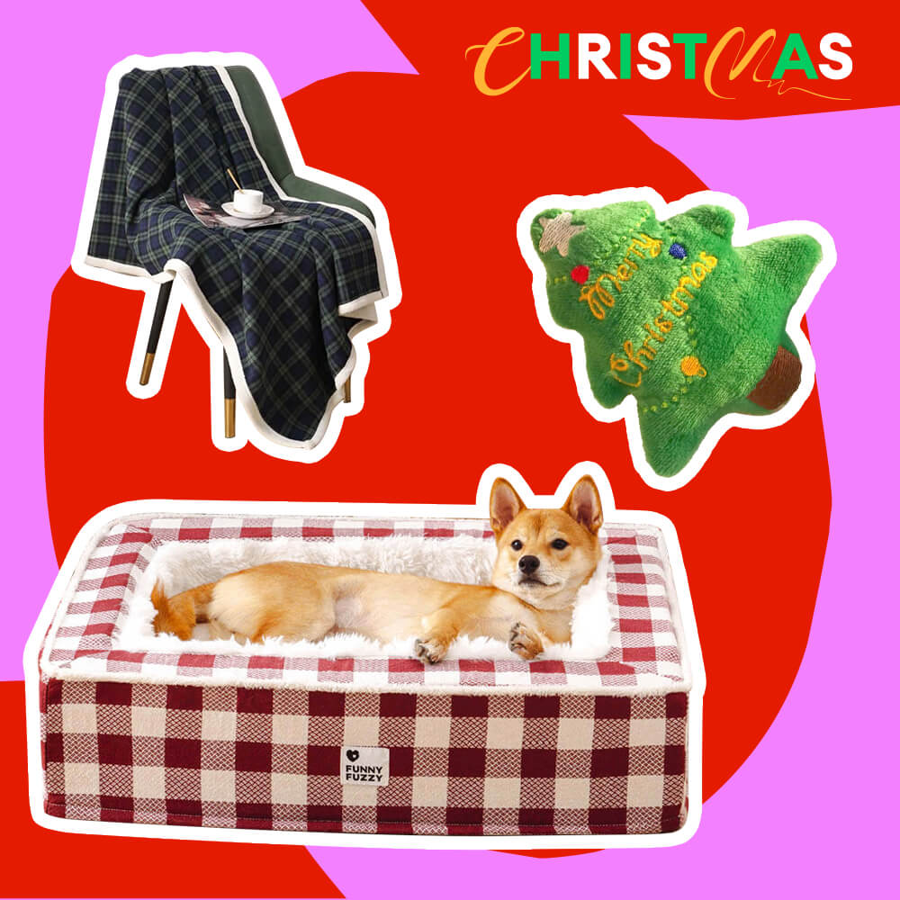 Festive Calming Pet Bed - Gift Bundle 3pcs