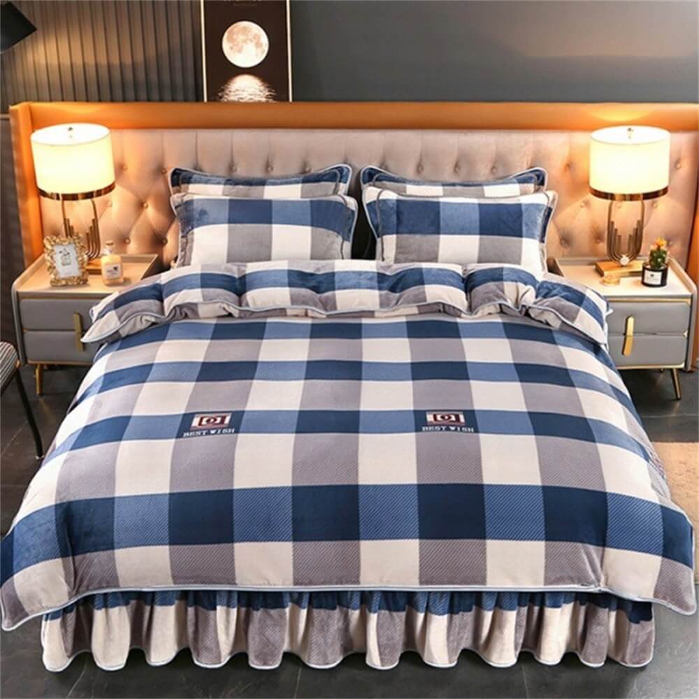 Light Luxury Thickened Milk Fleece Warm Bed Sheet Set