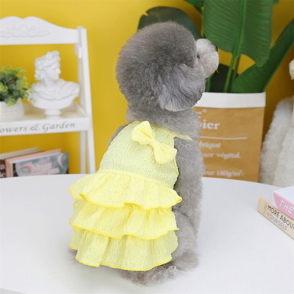 Adorable Ruffled Dog Dress with Bow - Perfect for Summer Outings