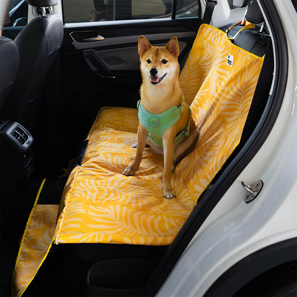 Areca Palm Print Waterproof Dog Car Back Seat Cover - Tropical Charm