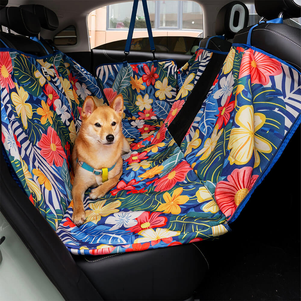 Areca Palm Print Waterproof Dog Car Back Seat Cover - Tropical Charm