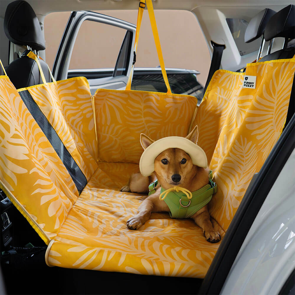 Areca Palm Print Waterproof Dog Car Seat Cover - Tropical Charm