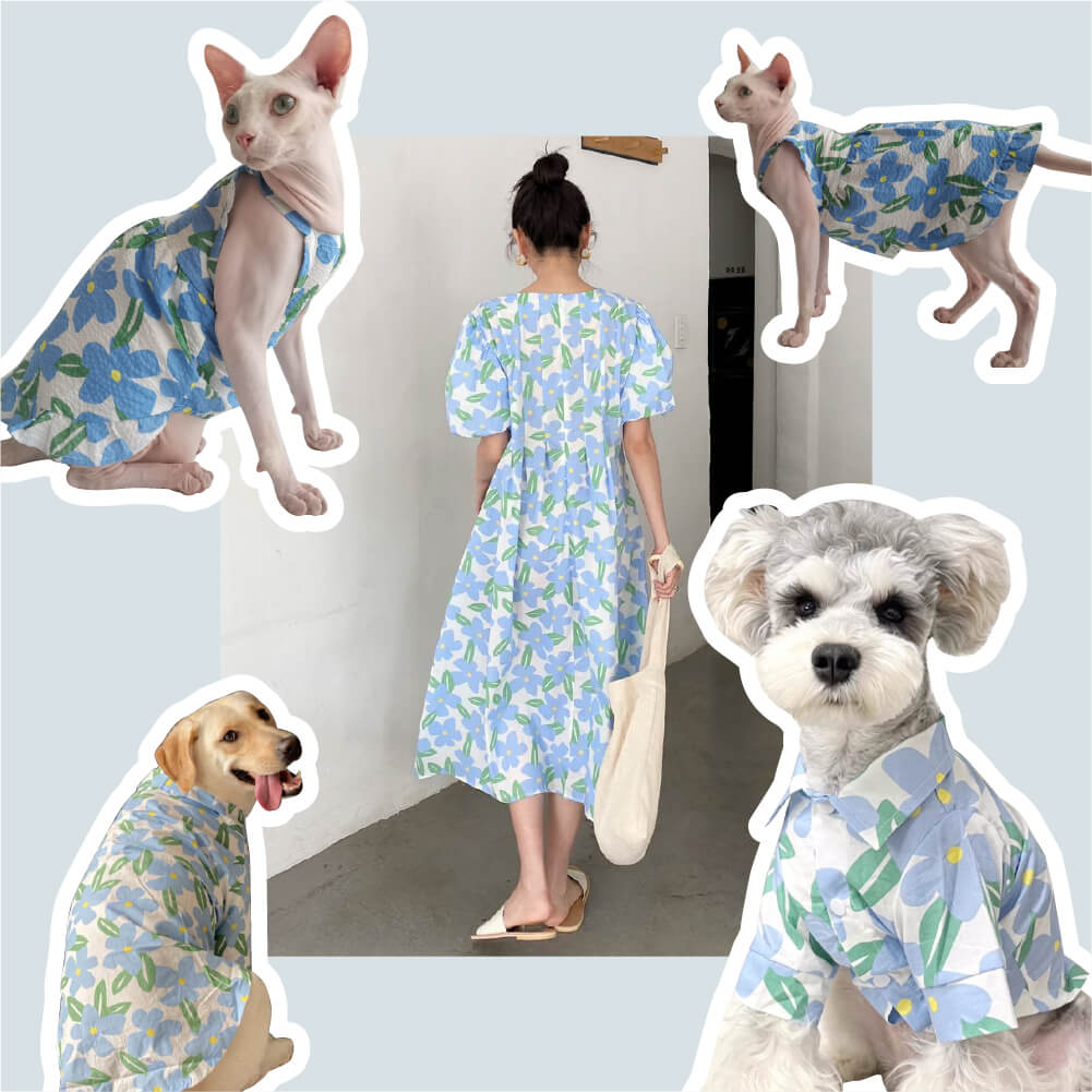 Charming Floral Shirt For Pets and Owner Matching Clothes