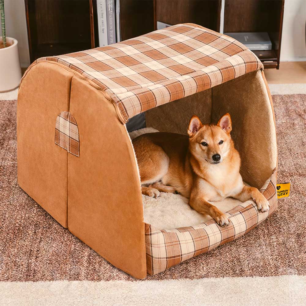 Classical Plaid House Orthopedic Dog Bed - Warm Retreat