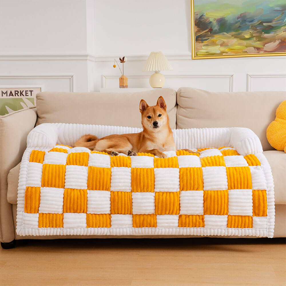 Cozy Plaid Patchwork Pet Mat Furniture Protector Couch Cover