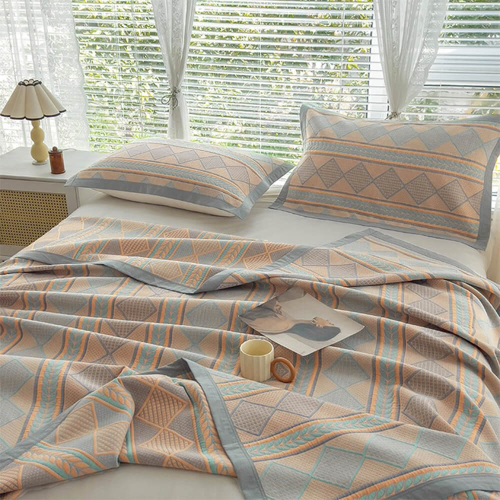 Eco-Friendly Cotton Stylish Geometric Bedspread Set