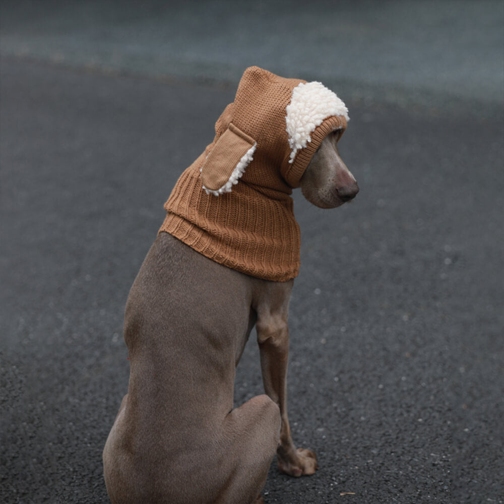 Cozy Neck Warmth Knitted Faux Lamb Ear Flap Dog Hat