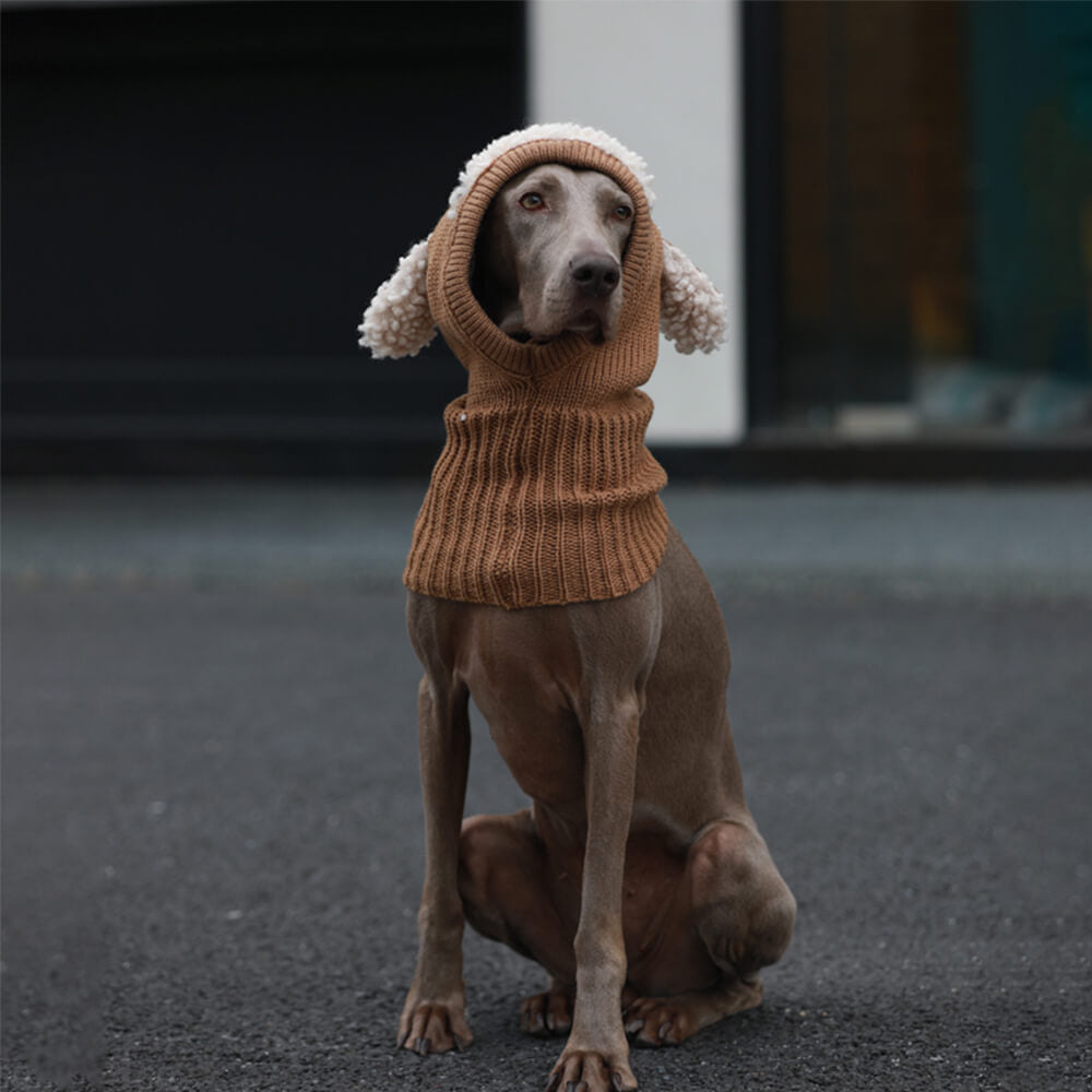 Cozy Neck Warmth Knitted Faux Lamb Ear Flap Dog Hat