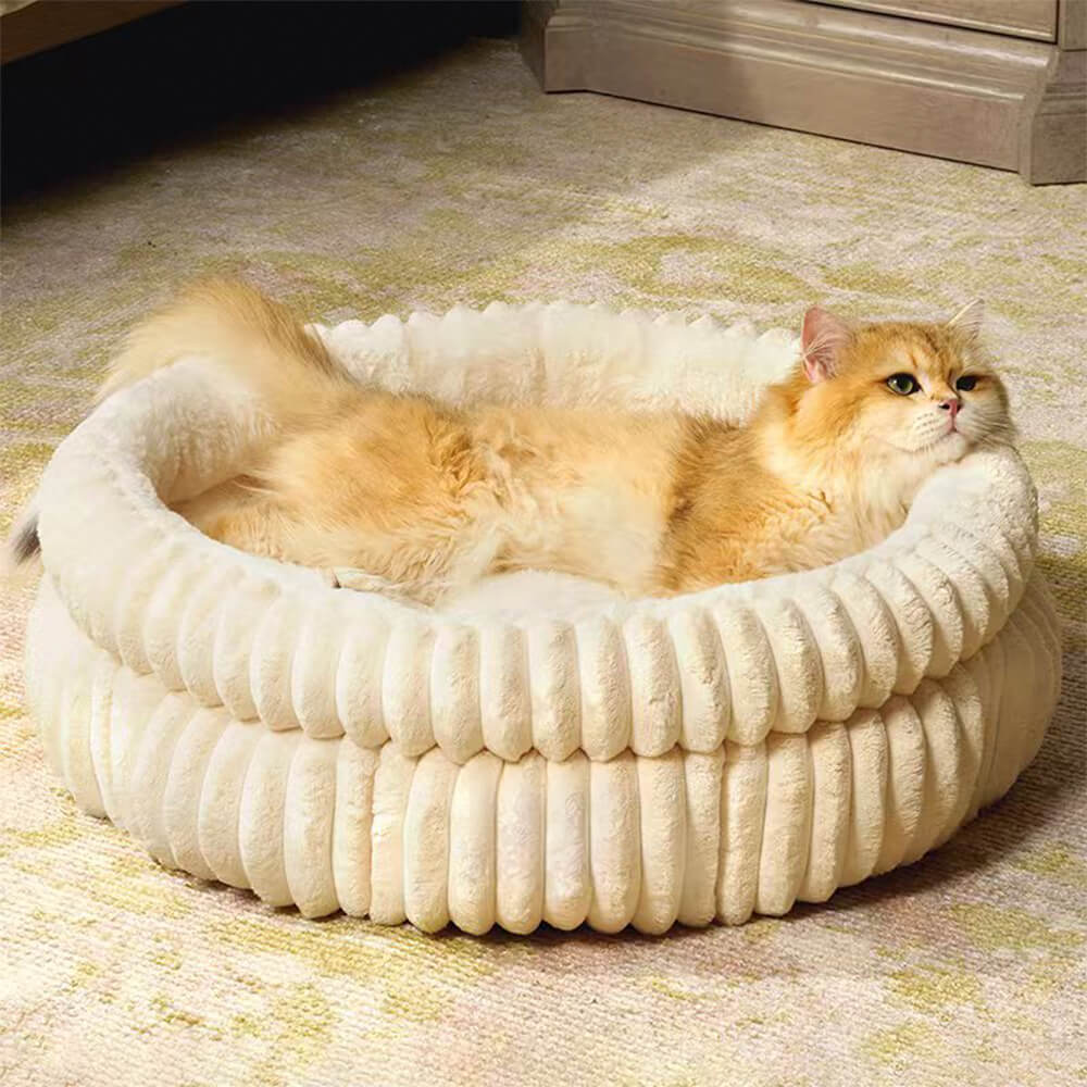 Minimalism Round Warm Milk Velvet Faux Rabbit Fur Dog & Cat Bed