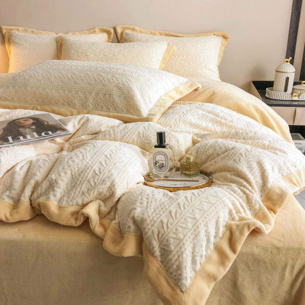 Tender Fluffy Velvet Soft Warm Luxury Bed Sheet Set