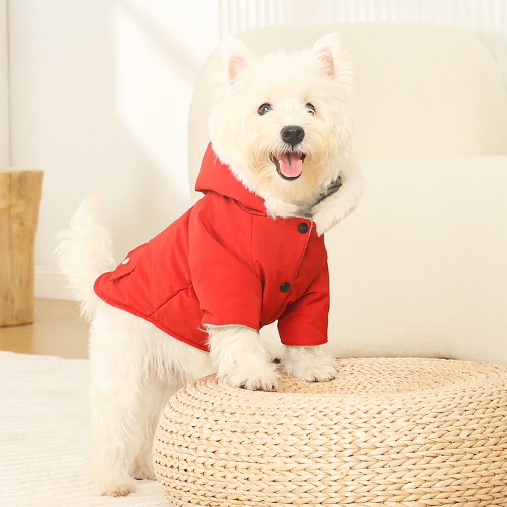 Ultra-Warm Faux Fur Lining Windproof Hooded Dog Coat