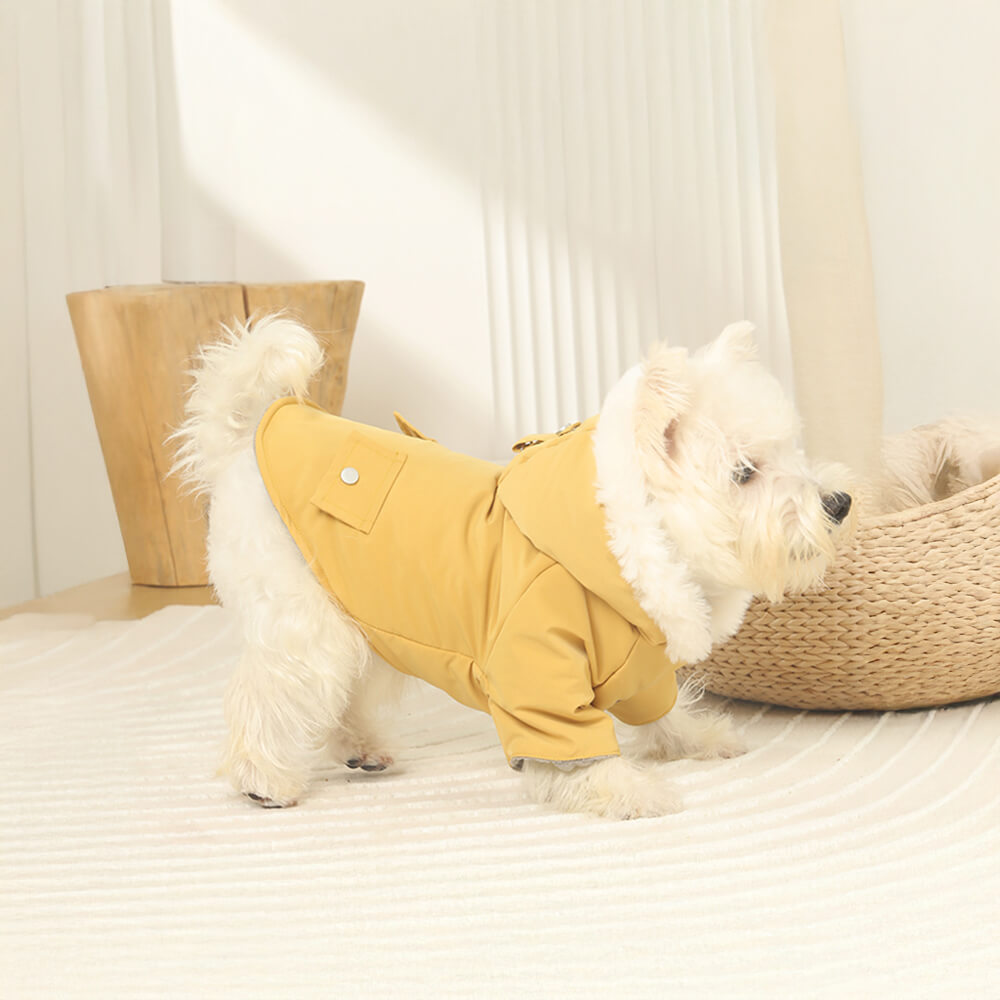 Ultra-Warm Faux Fur Lining Windproof Hooded Dog Coat