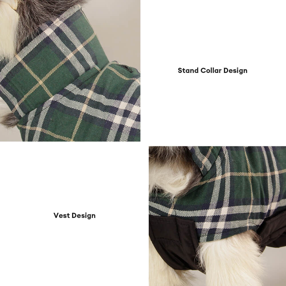 Ultra-Warm Plaid Turtleneck Skin-Friendly Velcro Dog Jacket