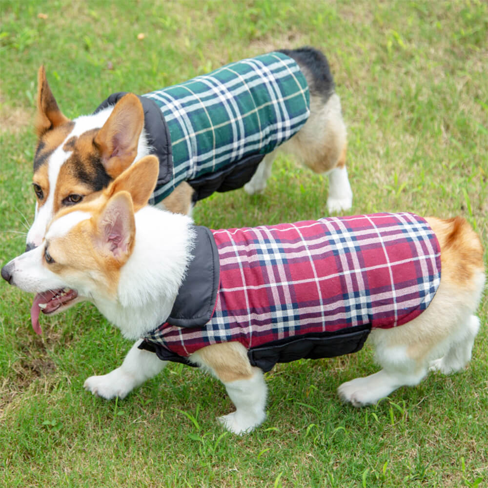 Ultra-Warm Plaid Turtleneck Skin-Friendly Velcro Dog Jacket