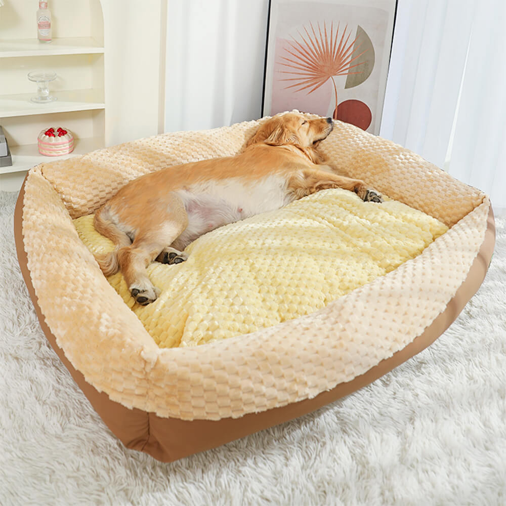 Vintage Cozy High-Wall Plush Warm Orthopedic Dog Cat Bed