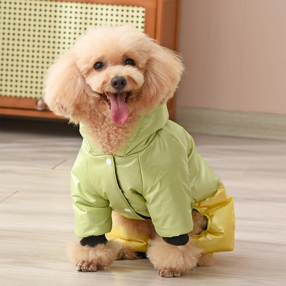 Waterproof Windproof Warm Dog Hooded Coat with Snap Closure