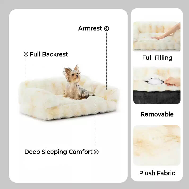 Fluffy Plush Thickened Cozy Pet Calming Bed Dog Cat Sofa Bed