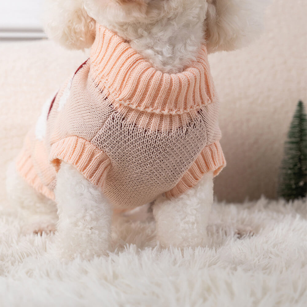 Pull de Noël en tricot à col roulé pour chien, pull assorti pour chiens et propriétaires