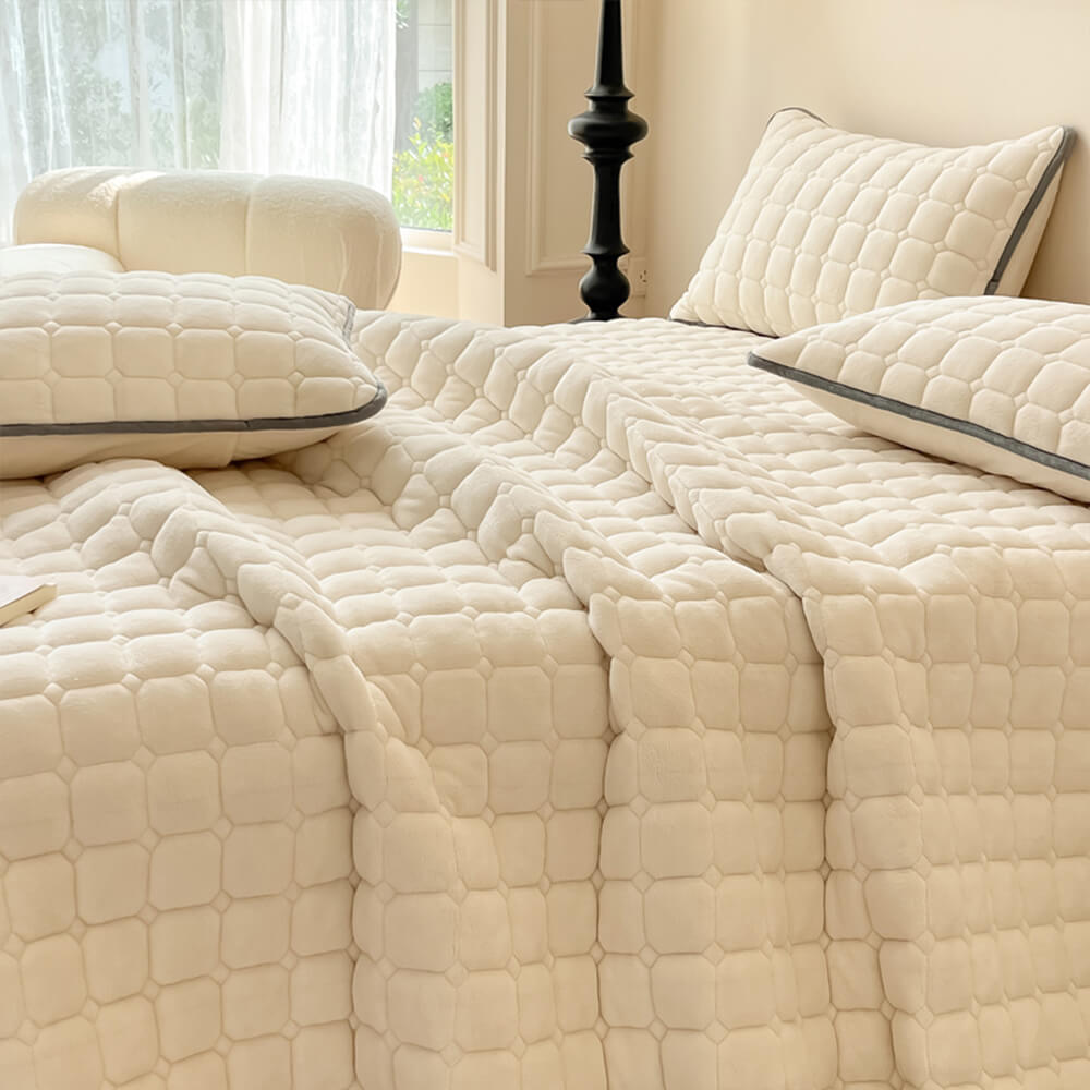 Classic Plush Soft Velvet Quilted Protector Bedspread