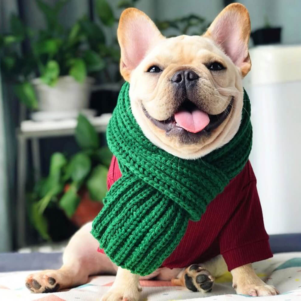 Cozy Knit Soft Warm Adjustable Fit Dog Scarf