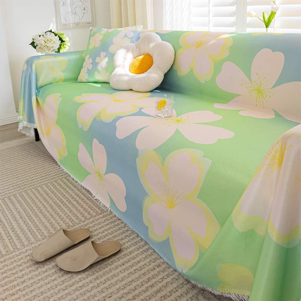 Floral Cooling Ice Silk Full Coverage Furniture Protective Couch Cover