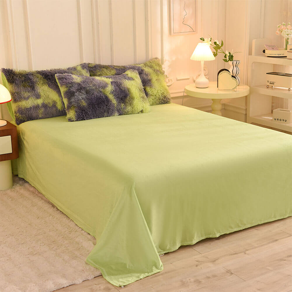 Gradient Fashion Long Plush Warm Bed Sheet Set