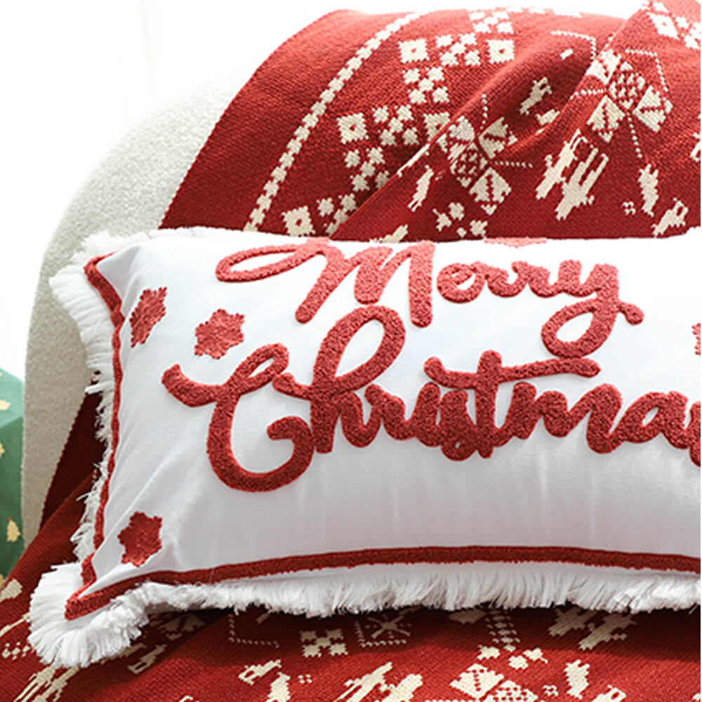 Merry Christmas Holiday Decorative Lumbar Home Sofa Pillow