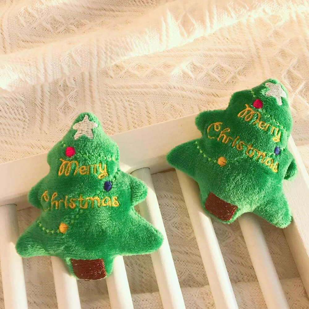 Mini Christmas Tree Squeaky Interactive Chew Plush Dog Toy