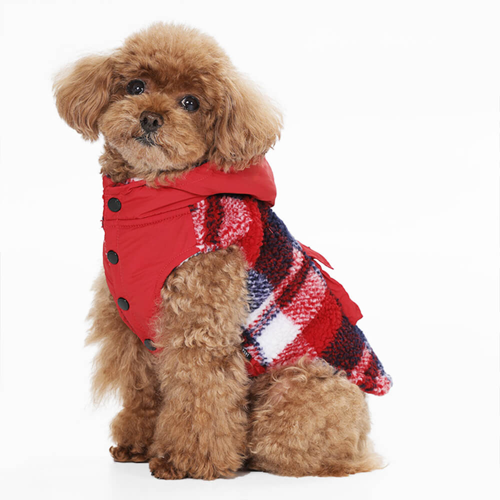 Plaid Fleece Hoodie Warm Dog & Cat Jacket with Pocket