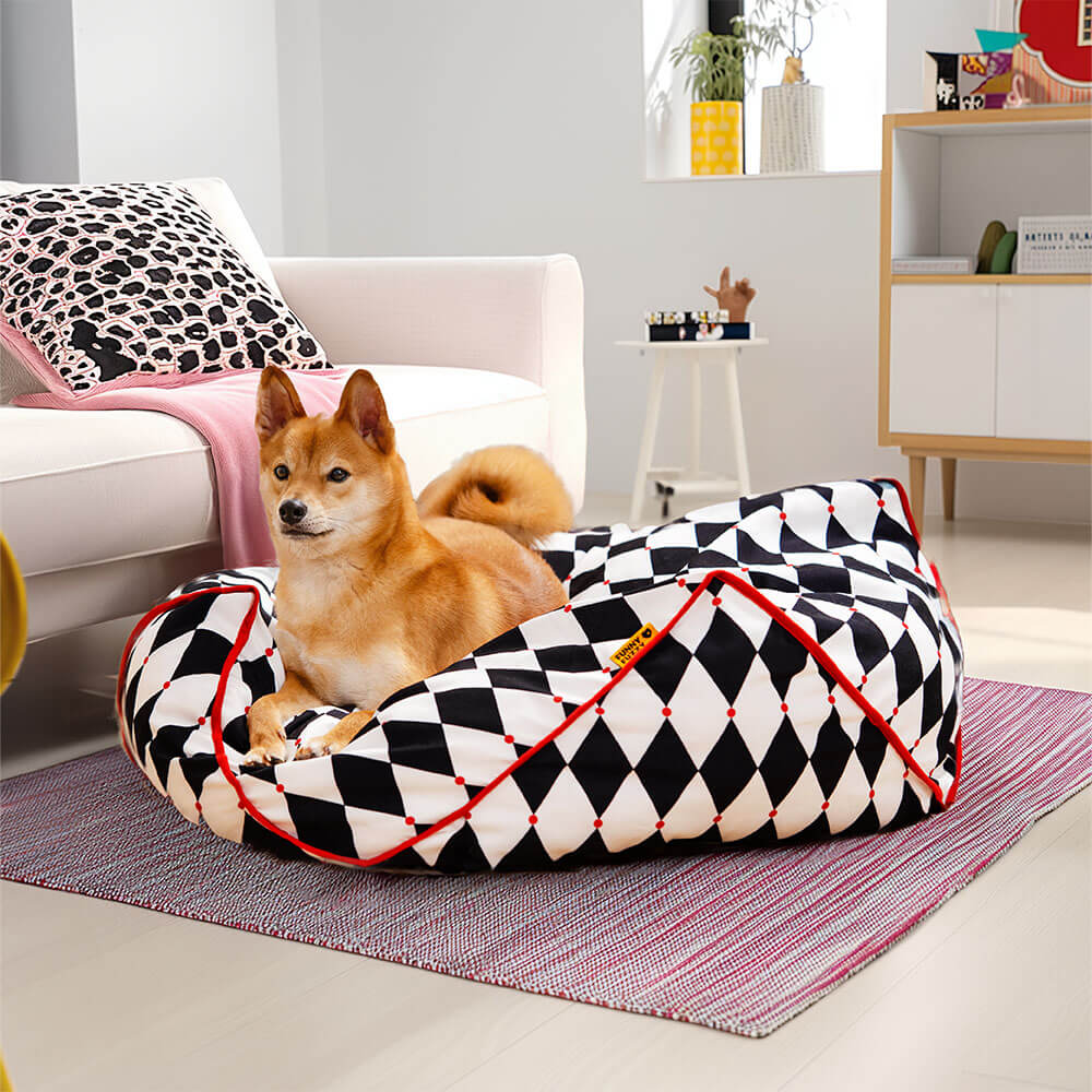 FunnyFuzzy Polygonal  Calming Bean Bag Dog Bed