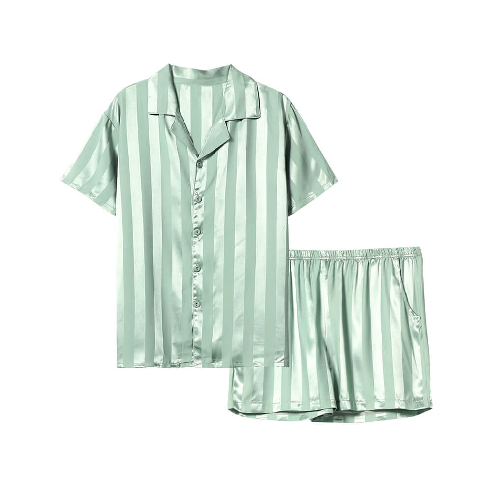 Silky Cooling Textured Couple Short Sleeve Pajama Sets - Pet Hair Resistant