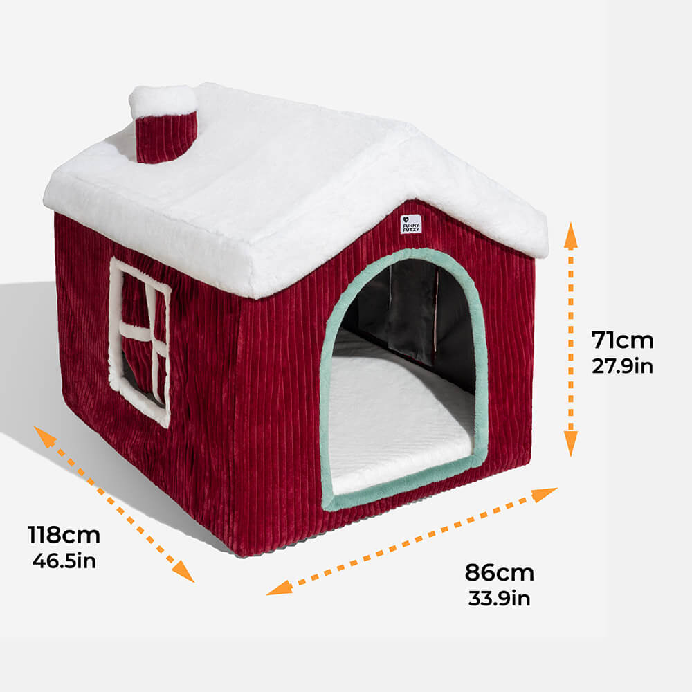 Christmas Snow House Cozy Warmth Large Dog House