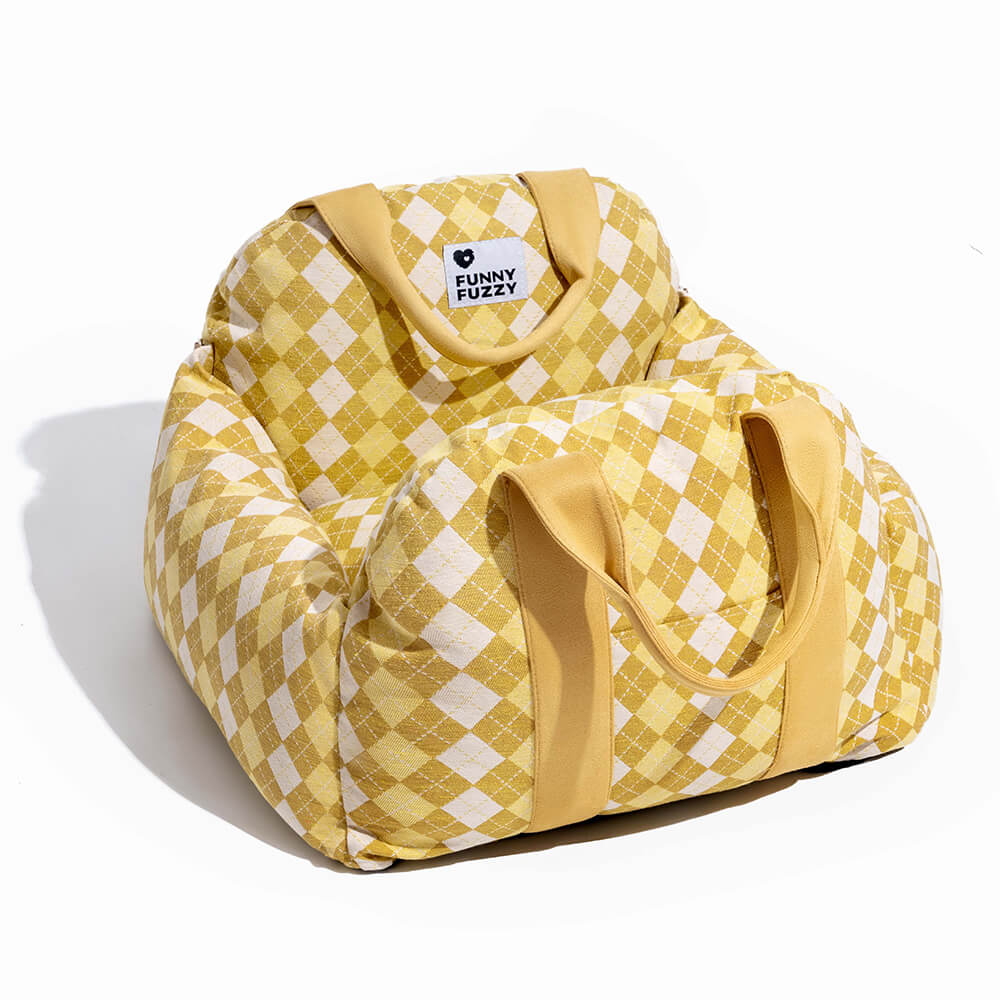 Vintage Heart Checkerboard Dog Car Seat Bed