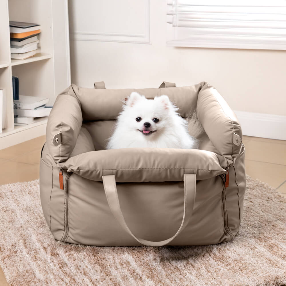 Deluxe Faux Leather Dog Car Seat Booster Bed - Urban Voyager