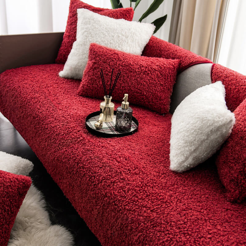 Luxury Warm Fleece Furniture Protective Mat Non-Slip Couch Cover