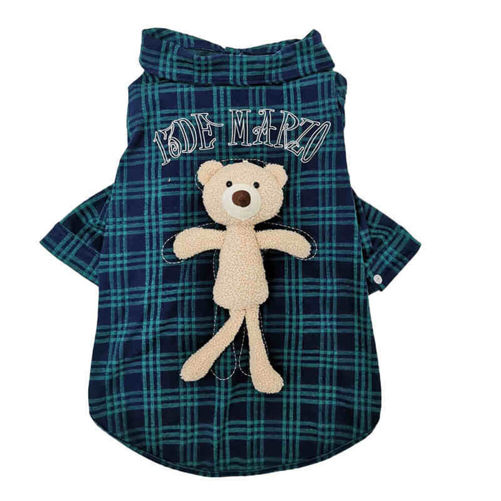 Travel Vintage Plaid Bear Doll Dog Polo Shirt