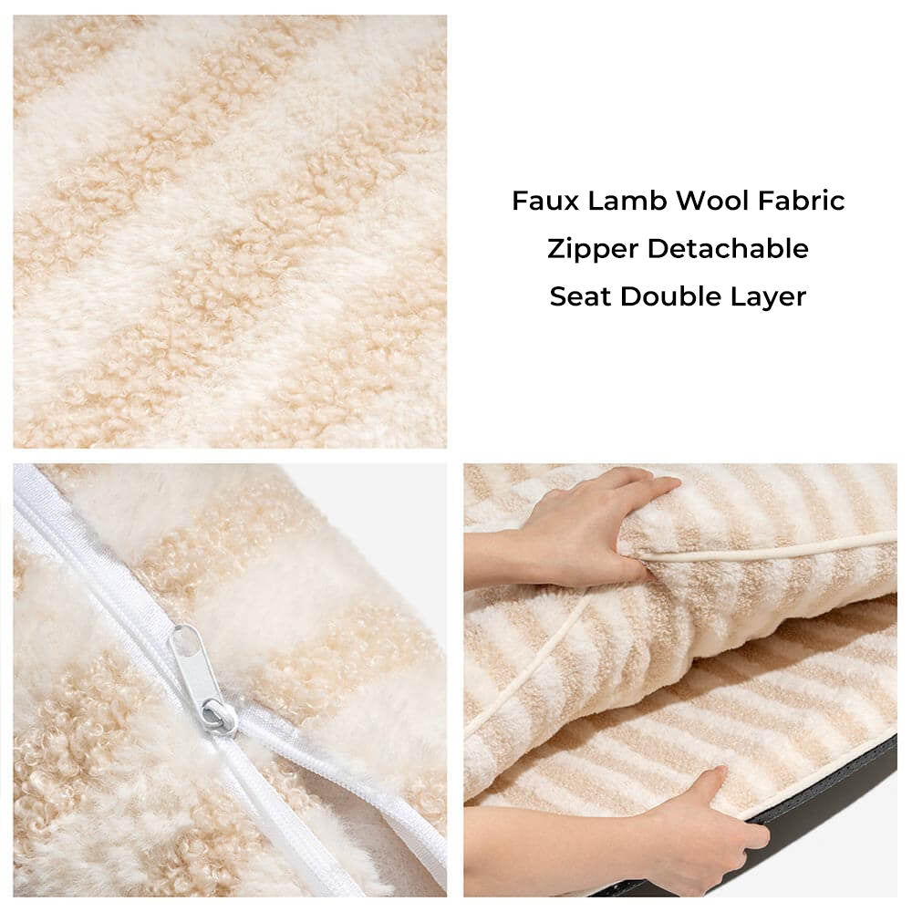 Trendy Striped Faux Lambswool Double Layer Cat Couch Sofa Bed