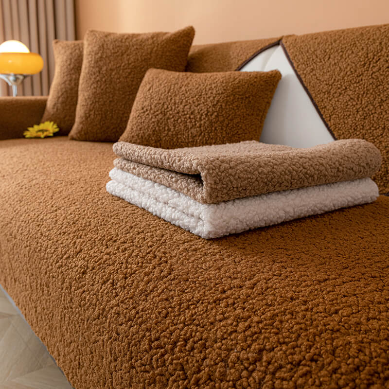 Ultrasoft Teddy Fleece Warm Non-Slip Couch Cover