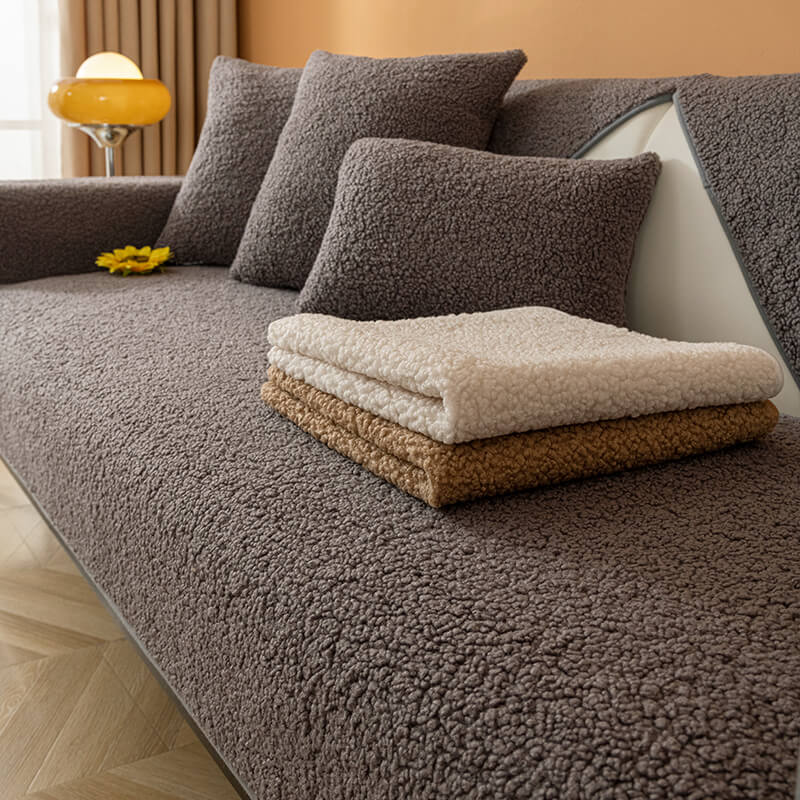 Ultrasoft Teddy Fleece Warm Non-Slip Couch Cover