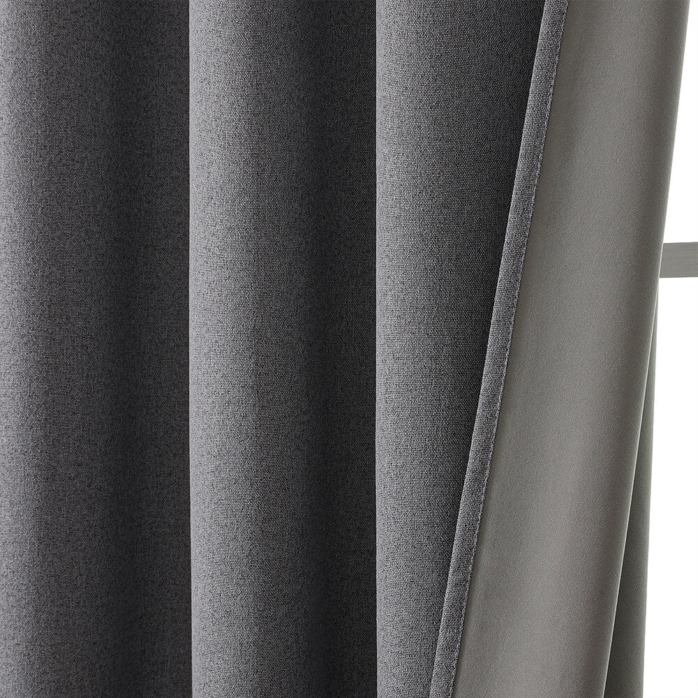 Waterproof Solid Color Linen Blend Blackout Curtains