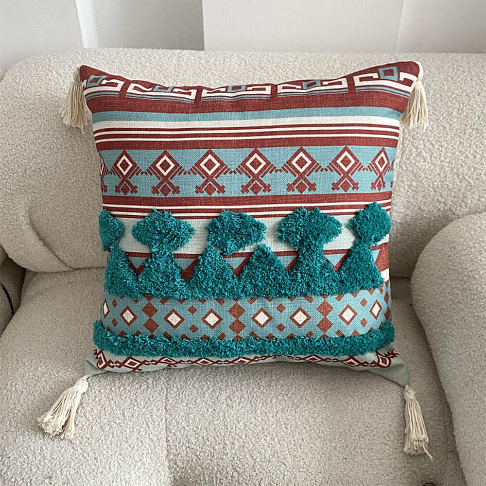 Moroccan-Inspired Decorative Throw Pillow with Tassel