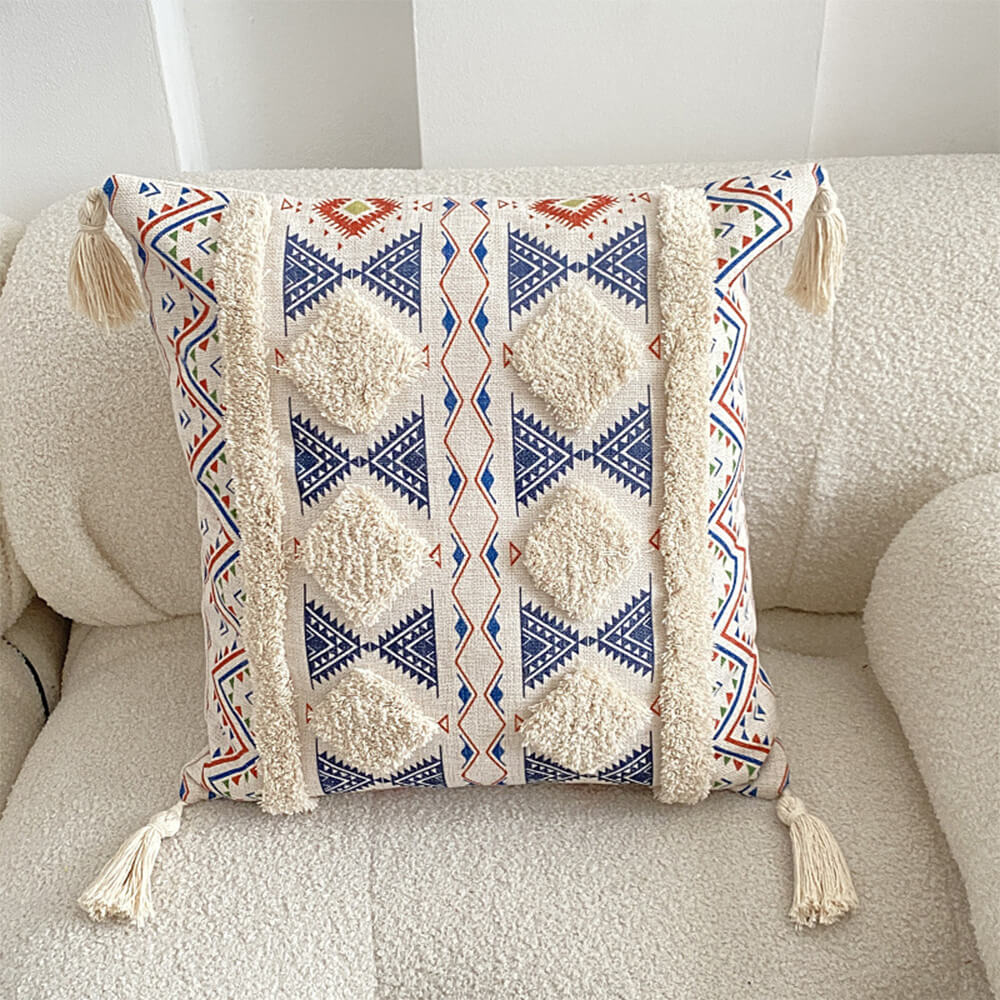 Moroccan-Inspired Decorative Throw Pillow with Tassel